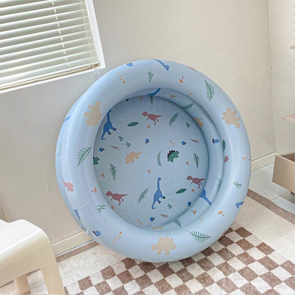 Retro oppustelig babybassin, sødt blåt dinosaurdesign