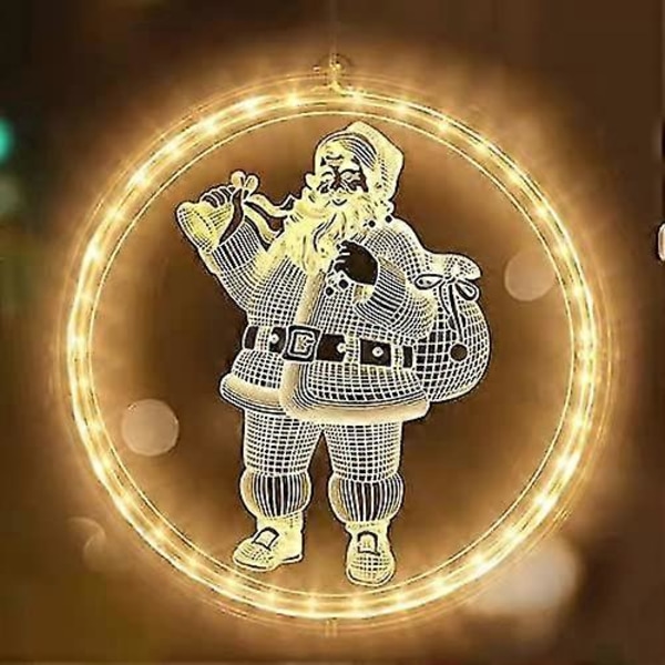 Juldekoration LED Fairy Lights Fönsterhängande 3D-ljus Batteridriven Med Sugpropp Varmvit För Utomhus Inomhus Julgran Hängande Ljus