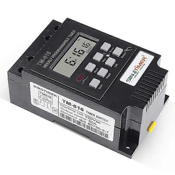 Tm616 30amp 4-nastainen 7 Ohjelmoitava Ajastin Din-kiskoon Asennettava Ajastinkytkin Digitaalinen Ajastin 110 V AC Ohjelmoitava Ajastinrele