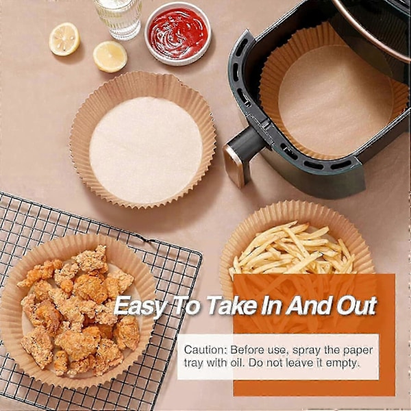 100 Ark Bakplåtspapper för Air Fryer, Runda Bakplåtspapper Round