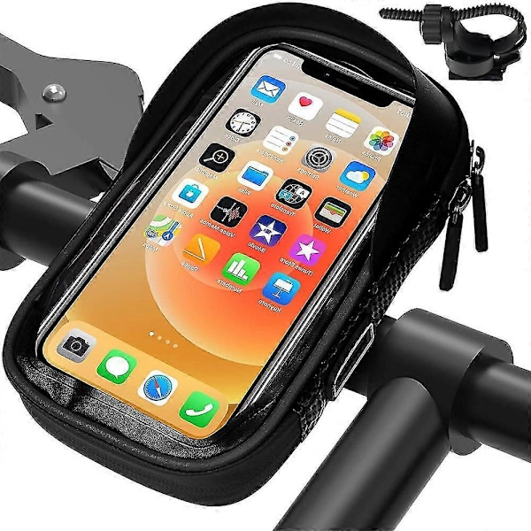 Vandtæt cykeltelefonholder taske, sort, 7 tommer