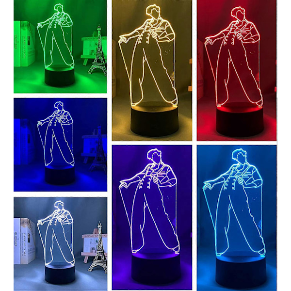 3D Harry & Styles Natlampe til børn Farveskiftende Edward Gave Gave til fans Soveværelsesindretning Lys Led Arbejdsbordlampe