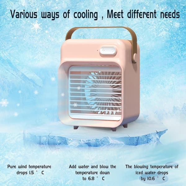 Køleventilator vandkøling lille ventilator lille aircondition ventilator plug-in bordventilator Pink