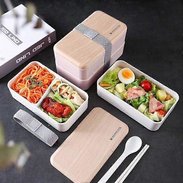 Hometric Rosa Bento Matlåda för Barn och Vuxna, 1200ml 2 Lager Matlåda med Fack