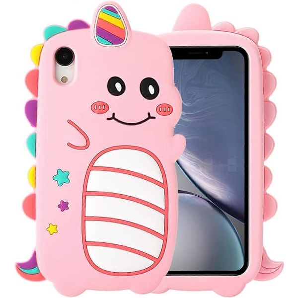 3D Unicorn Skal för iPhone Xs Max, 3D Söt Tecknad Barn Flickor Kvinnor Unicorn Form Karaktär Mjukt Silikon Skal - Rosa