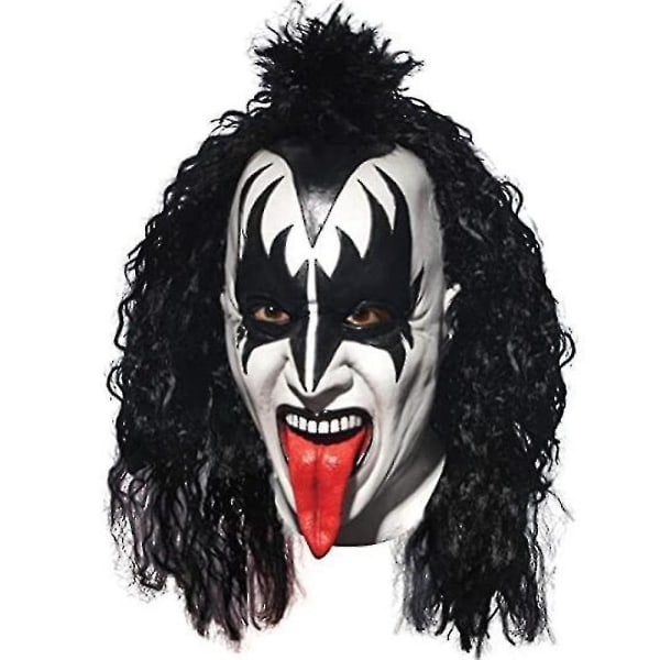Halloween Jul Halloween Kiss Gene Simmons Skrämmande Cosplay Latex Huvudmask Läskig huvudbonad Fest Fancy Dress Up Demon Kostym Rekvisita style 2