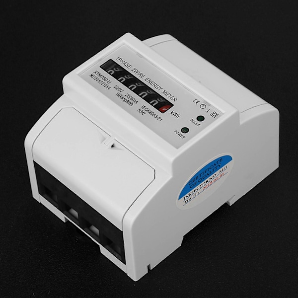 Digital elmätare 220V 1-fas 2-tråds 4P DIN-skena KWh-mätare 20(80)A