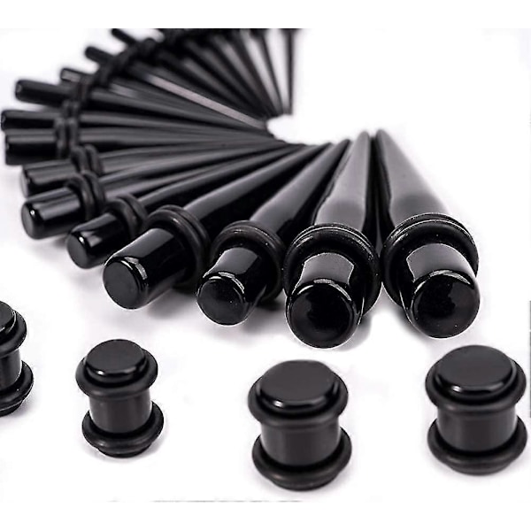 50 st Örontöjningskit Öronplugg Set 14G-00G Stretching Kit Svart-Yvan