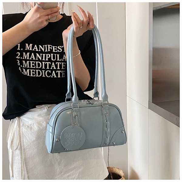 Retro handväska vår ny textur axelväska dam Blue