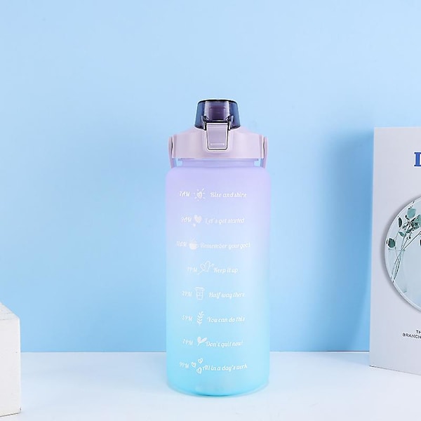 JUSCH Gradient farve stor kapacitet frostet vandkop sugerør bærbar udendørs sports vandflaske pulver 2000ml(WZ2182),QINWEI-419