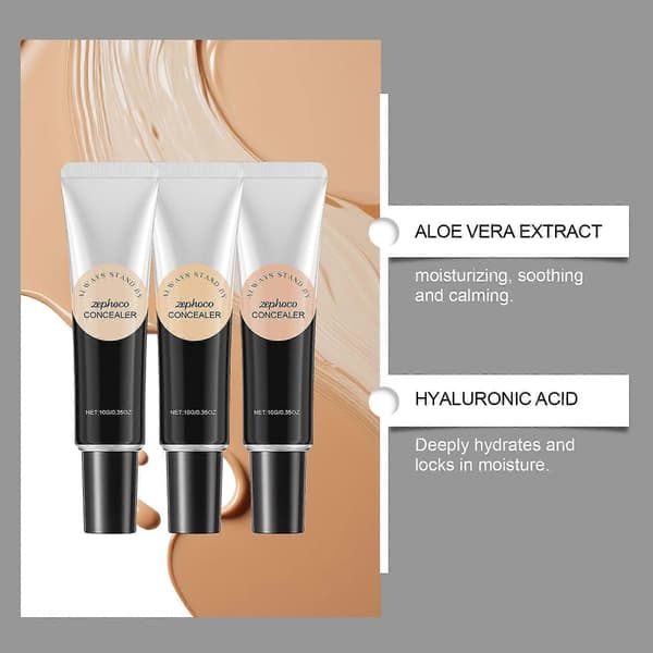 Full Coverage Concealer under øynene - for mørke ringer, fine linjer, rødhet og misfarging - Vanntett - Naturlig finish IVORY WHITE