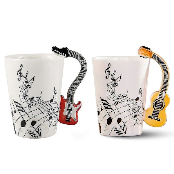 Gitarrhandtag Keramisk Mugg Fri Spektrum Kaffe Mjölk Te Kopp Musikinstrument & Musikstil Gitarr
