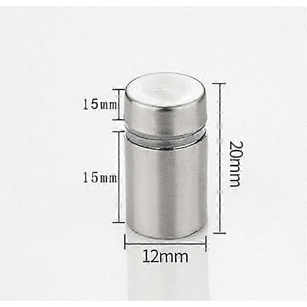20 kpl lasisia välikappaleita, ruostumattomasta teräksestä valmistettu seinäkiinnike mainosnauloille, kylteille ja opasteille (hopea) 12 mm x 20 mm