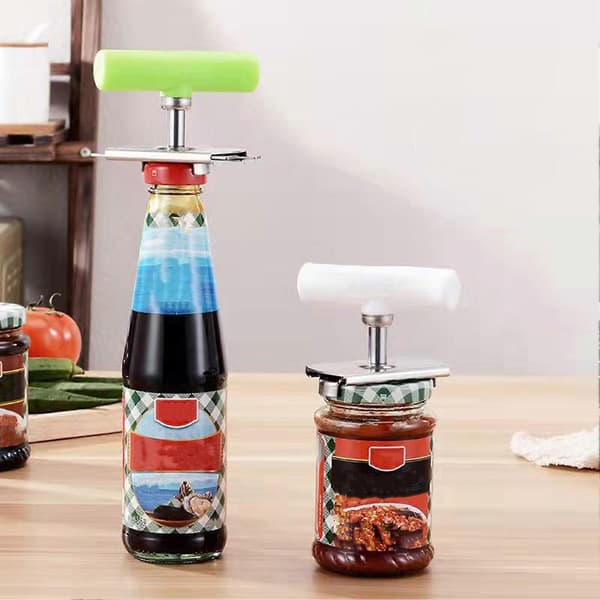 Gigtkrukkeåbner i rustfrit stål Lågfjerner Gear Design Ergonomisk dåseåbner til låg 1-4 Green