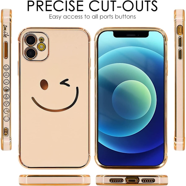 Designat för iPhone 7plus/8plus Skal - Mjukt TPU-skal med Smiley Face-tryck, kameralinsskydd och upphöjda förstärkta hörn