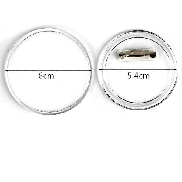 Set med 50 knappar, gör det själv utan knappmaskin, transparenta DIY-märken, diameter 60 mm x 40 mm