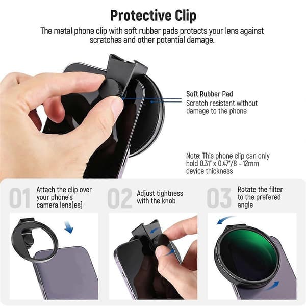 Mobiltelefon Linse Adapter Ring FL-27 67mm CPL Filter Linse Klips