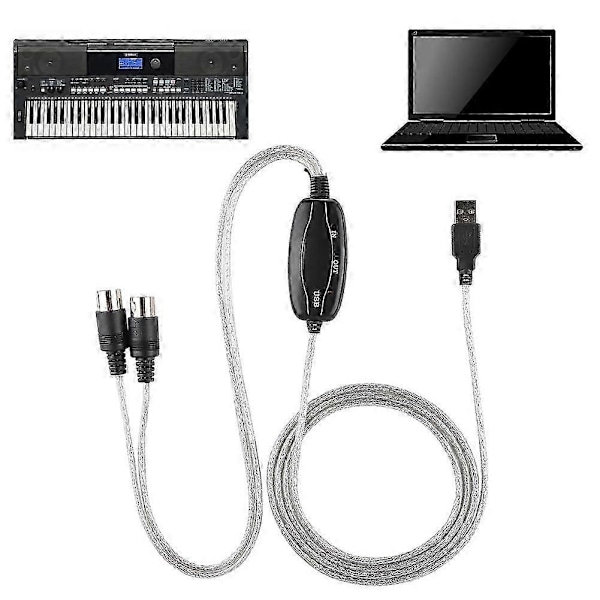 MIDI til USB Kabel Konverter MIDI Interface Adapter Ledning Keyboard Musikredigeringslinje