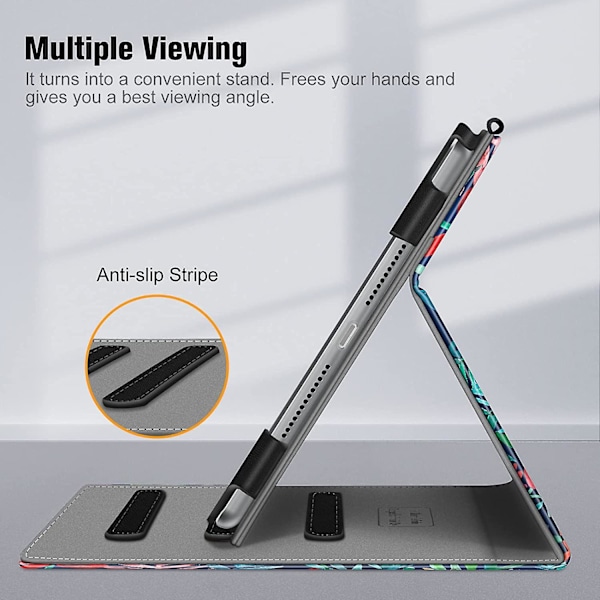 Wekity Cover til iPad 10.2 9. generation 2021 - [Hjørnebeskyttelse] Multi-vinkel Visningsstativ Cover med Lomme og Pen Holder