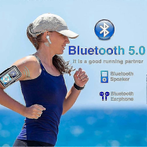 Bluetooth 5.0 Mp3-soitin 32 Gt:n TF-kortilla, FM-radiolla, kuulokkeilla - Kannettava Hifi-musiikkisoitin (sininen)
