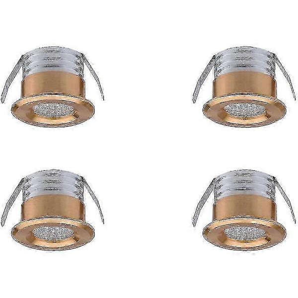 Sæt med 4 Mini Indbyggede LED Spotlights, 3 W, Varm Hvid Guld-Yvan
