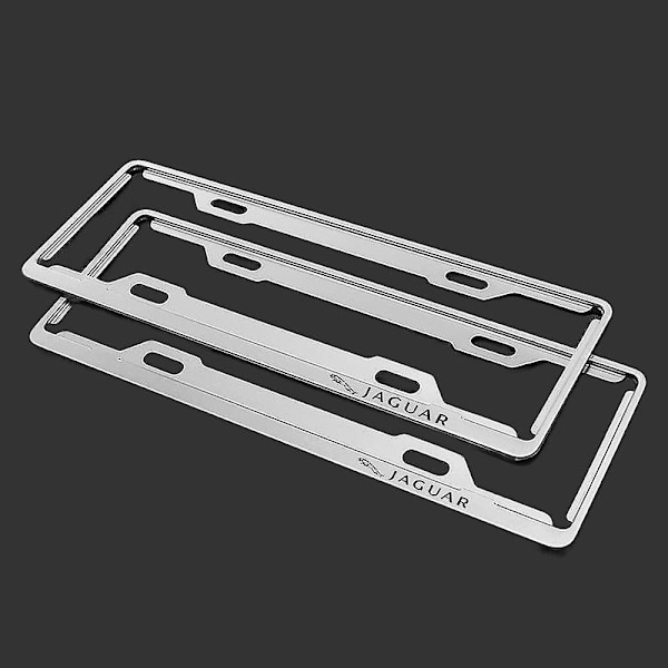 Två Bilar Kolfiber Aluminiumlegering Nummerplåtsram - [Jaguar / Nummerplåtsram / Blå Kort Special] - Sandblästrad Silver