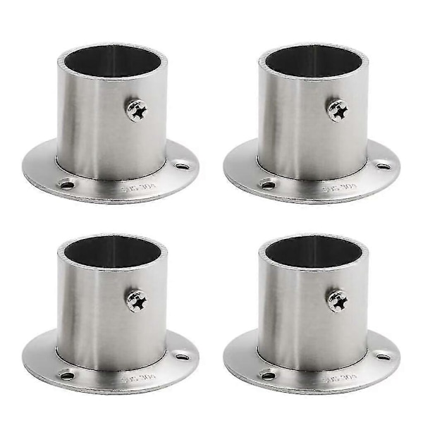 Gardinstångsflänshållare i rostfritt stål, duschdraperiuttag, fäste, stöd för rör, 4-pack (Dia 32 mm/1,25 tum)