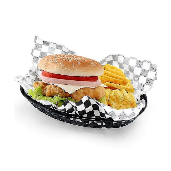 24 stk. Plastik Kurv Serveringsbakke Pommes Frites Kurv Oval Fastfood Bakke Restaurant Bar Pommes Frites Madservering