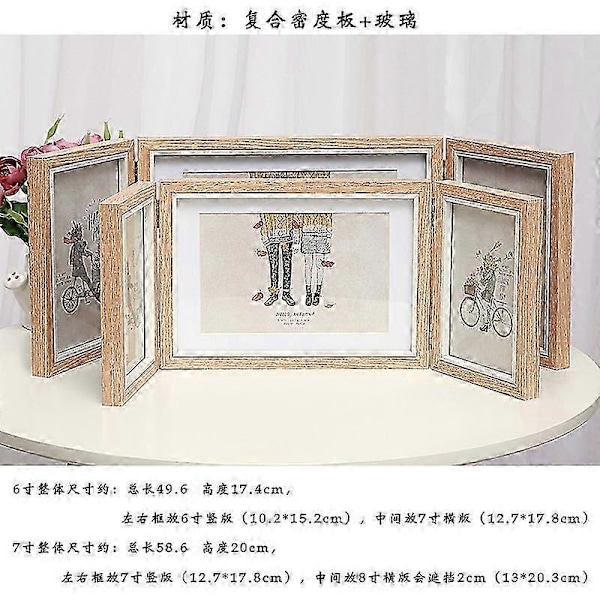 Trippel Fotoram 7x5, Bilderramar för Flera Bilder 6 X 4, Trefaldig Fotoram, Gångjärnsförsedd Trippelfällbar Ram, Bordsdisplay Present för