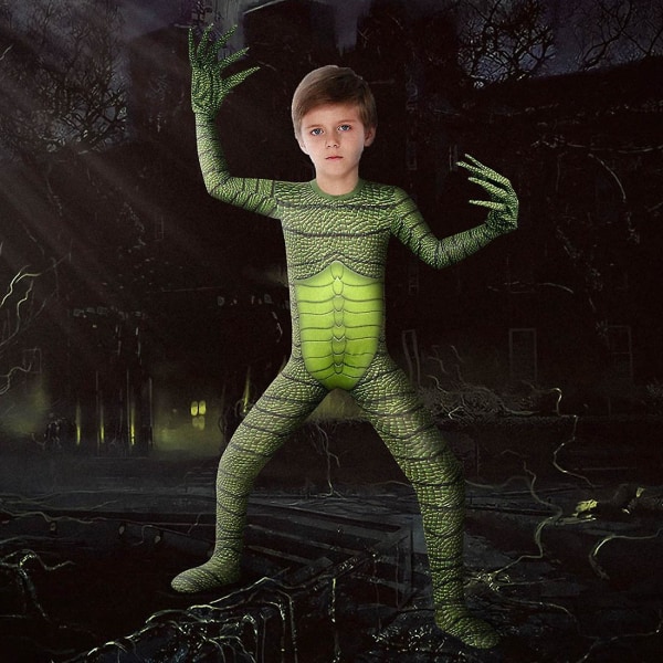 Creature From The Black Lagoon Halloween Kostymer Barn Pojkar Fisk Monster Cosplay Body Flickor Skräck Jumpsuits Festkläder 120 cm