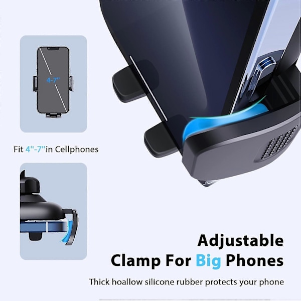 Bilholder for iPhone 13/12/11 - Oppgradert Lang Aluminium Svanehalsarm for Stabil Vindusmontering