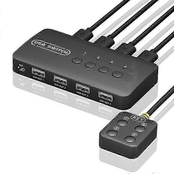 KVM Switch USB Switch Delt Controller Adapter 4 Indgange 4 Udgange egnet til Bærbar Computer Printer Tastatur