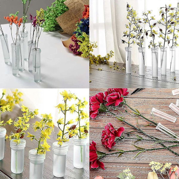 200 st Blomstervattenrör/ampuller för blomsterarrangemang, Rosenvattenrör Aqua Picks, Genomskinliga blomstervattenrör i plast med spetsar, Blomstervatten
