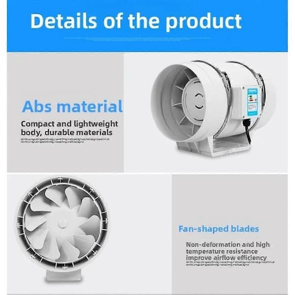 Udstødningsrørsventilator Rørventilator Inline Kanalventilator Ventilationsudsugningsblæsere Stille til Kanaler 5 Tommer White 5 Inches