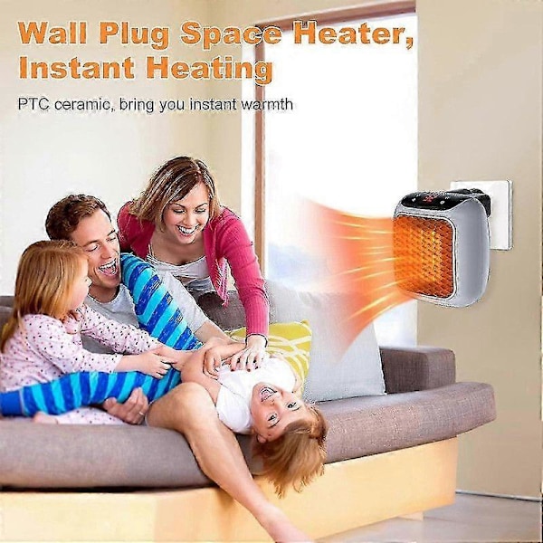Kannettava lämmitin, 800W keraaminen pistokelämmitin, sähköinen puhallinlämmitin kaukosäätimellä, 12 tunnin ajastin, LED-näyttö, 2 lämpöasetusta-Sa