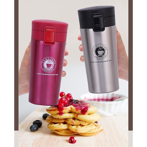 JUSCH Wekity Bounce Cover Kaffekop i rustfrit stål, dobbelt lag, stor kapacitet, bilkrus, feriegave, 500 ml (WZ1376), QINWEI-606