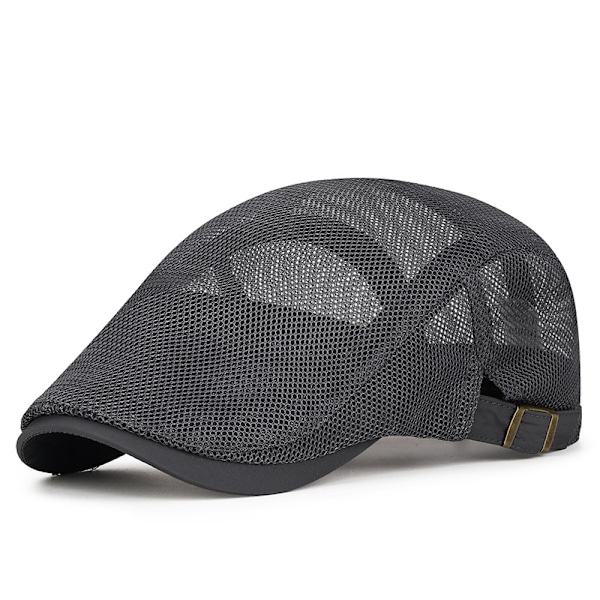 Ivy-hatt for menn, sommerhatt, pustende mesh, ensfarget beret, Newsboy Gatsby-hatt Grey