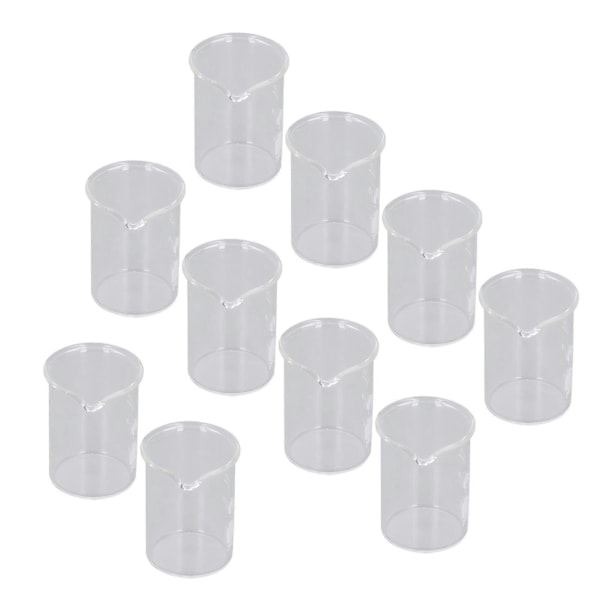 Glassbegersett 25 ml Kapasitet - 10 stk. Målebeger med Skala for Eksperimenter