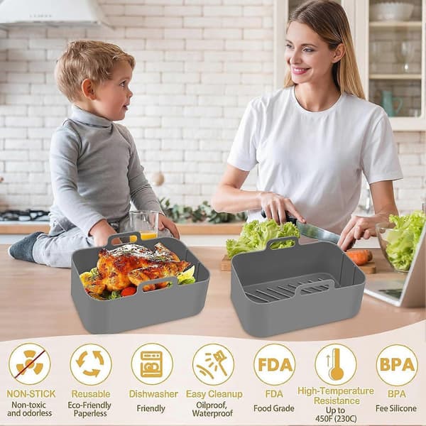 Varmebestandig silikone bageformindsats til genanvendelig airfryer Black