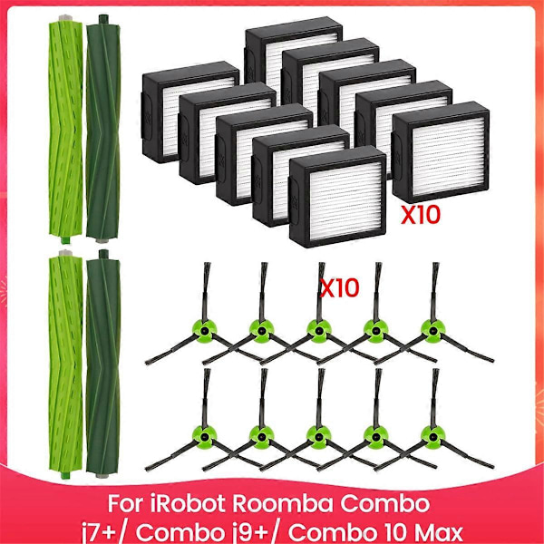 För IRobot Roomba Combo J7+/ Combo J9+/ Combo 10 Max Robotdammsugare Huvudborstar Sidoborstar HEPA-filter