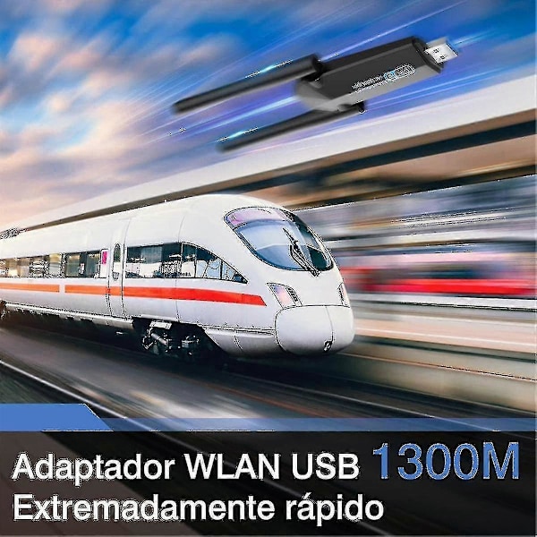 Trådløs USB WiFi-adapter til stationær PC, 1300 Mbps WiFi-netværksadapter 2,4G/5GHz, trådløs adapter til Windows 11/10