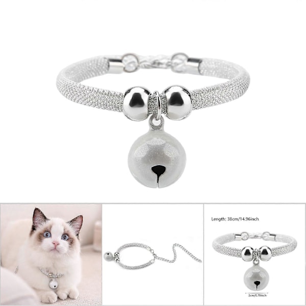 Halsband för katt i japansk stil, vit kattklocka, nylonhalsband för husdjur med förlängningskedja