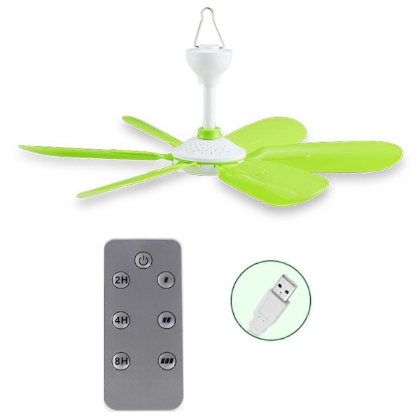 17,7 tommer fjernbetjening 8 timers timer 3-trins USB loftventilator telt campingventilator