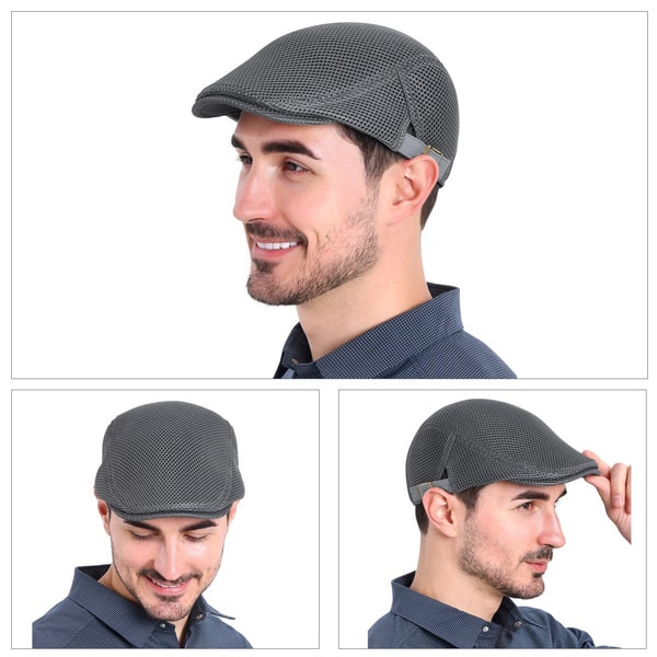 Ivy Hatt för Män Sommarhatt Andningsbar Mesh Enfärgad Basker Newsboy Gatsby Hatt White