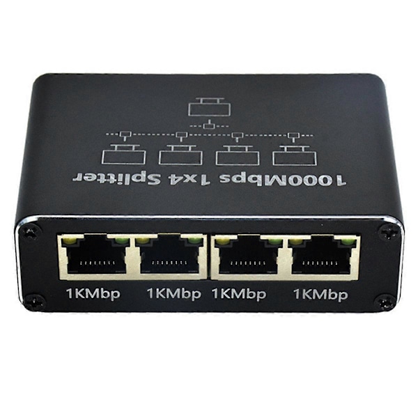 Gigabit Nettverksplitter 1-Til-4 Nettverkskabel Splitter RJ45 Nettverksport Ethernet Splitter Egnet