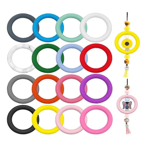 16 stk. silikonperle O-ring 65 mm rund silikonring med 2 hull