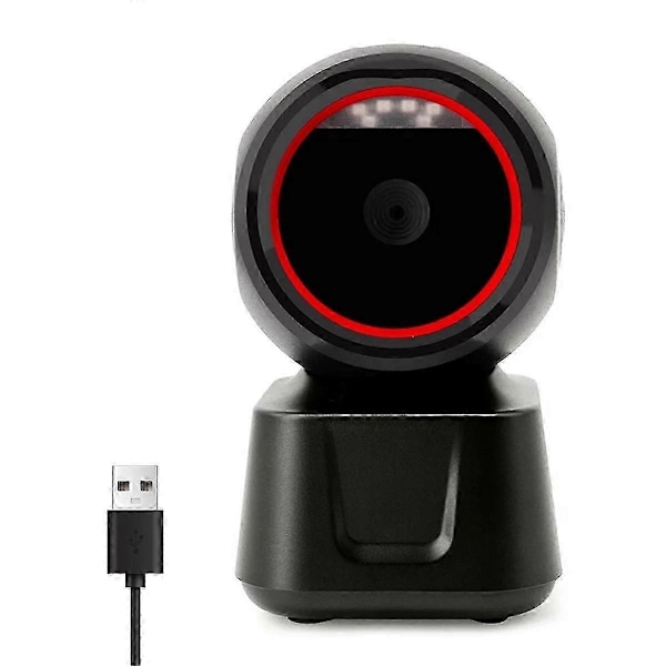 1D 2D QR Trådbunden Streckkodsläsare Automatisk Avkänningsläsare USB Skrivbordsstreckkodsläsare