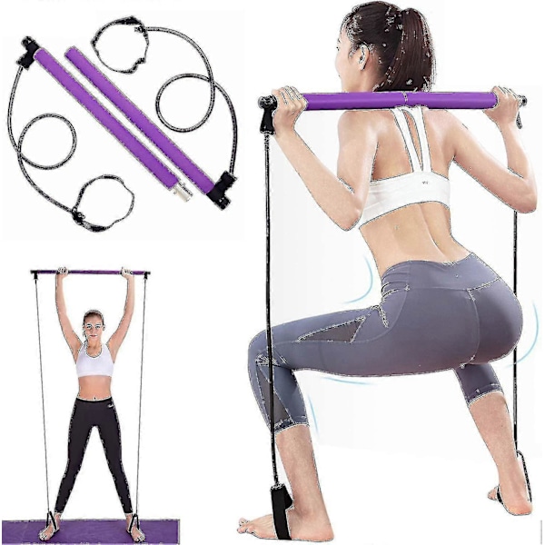 Pilatesövningsstång med Resistance Band, för helkroppsträning