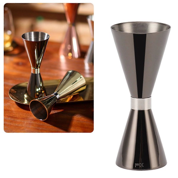 Cocktailjigger i rustfritt stål med dobbel ende og skala for hjemmebarfest
