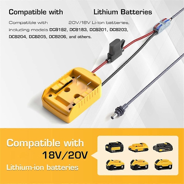 For Starlink Mini Strømkabel 2M for Dewalt Batterilader Adapter til DC Strøm DCB-18V/20V Kabel Co